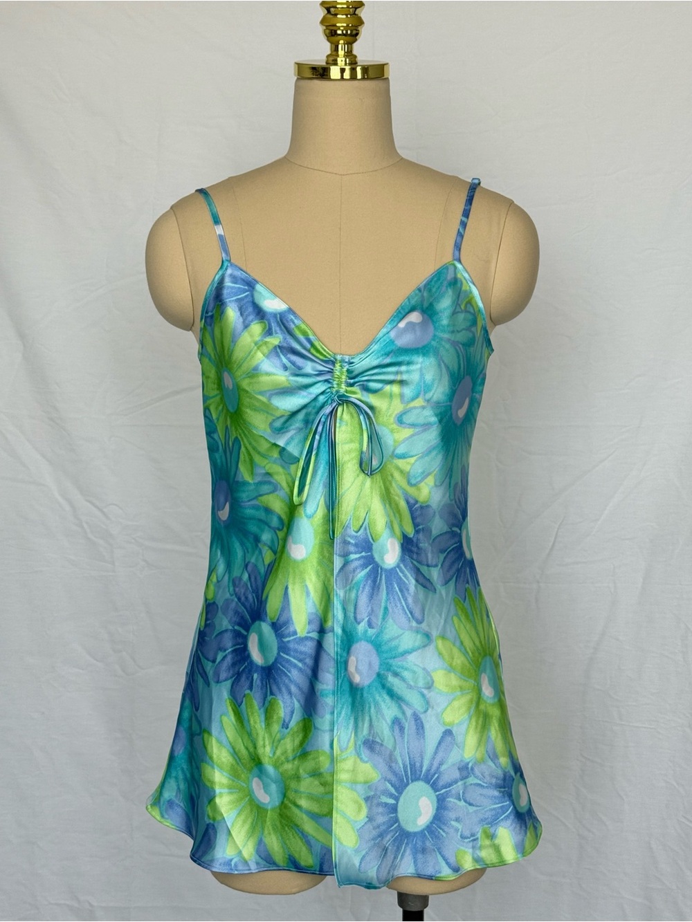 Y2K Floral Satin Camisole / Tank / Slip Mini Dress